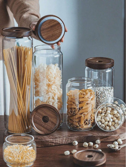 Frascos com tampa de madeira Colipo